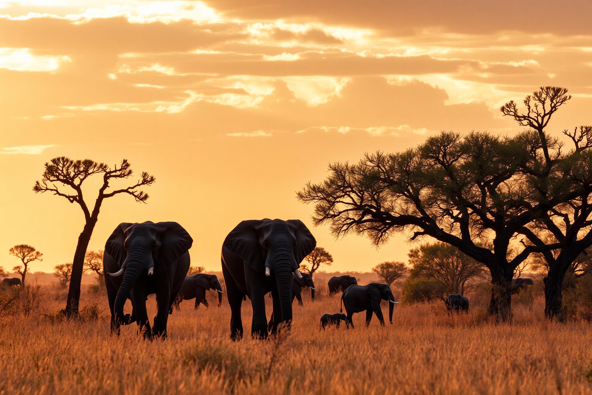 Safari en África al atardecer